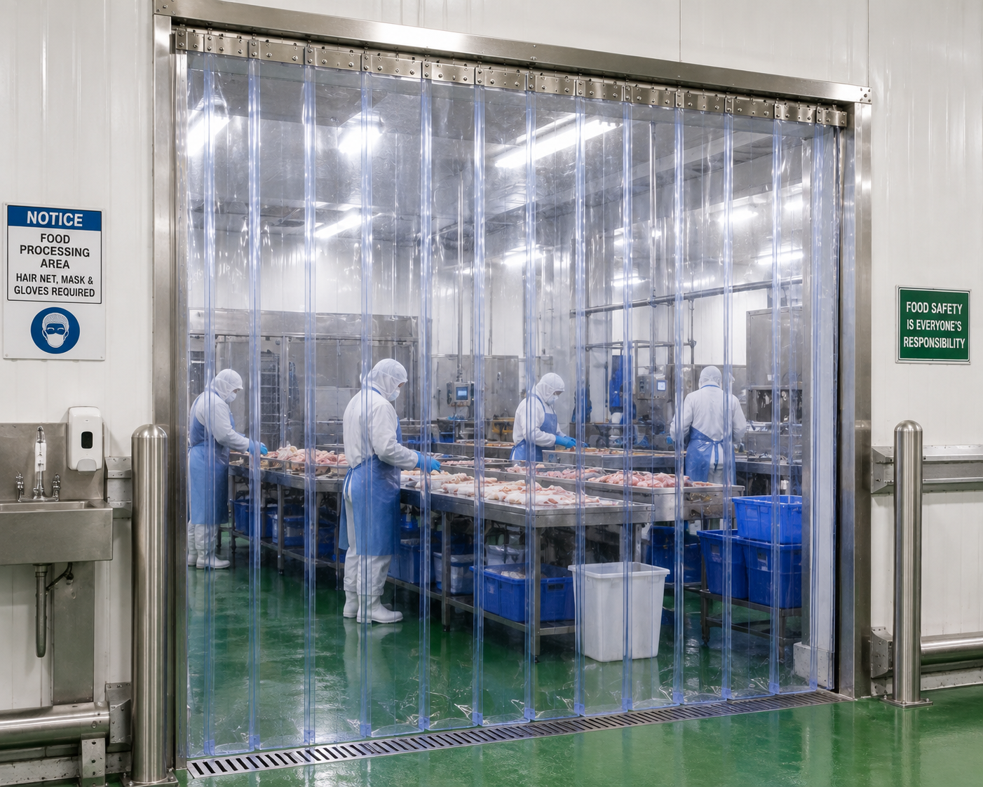 PVC strip curtain application in food processing