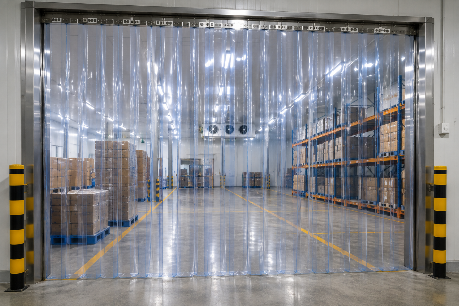 PVC strip curtains manufactured for industrial doorway and cold storage applications