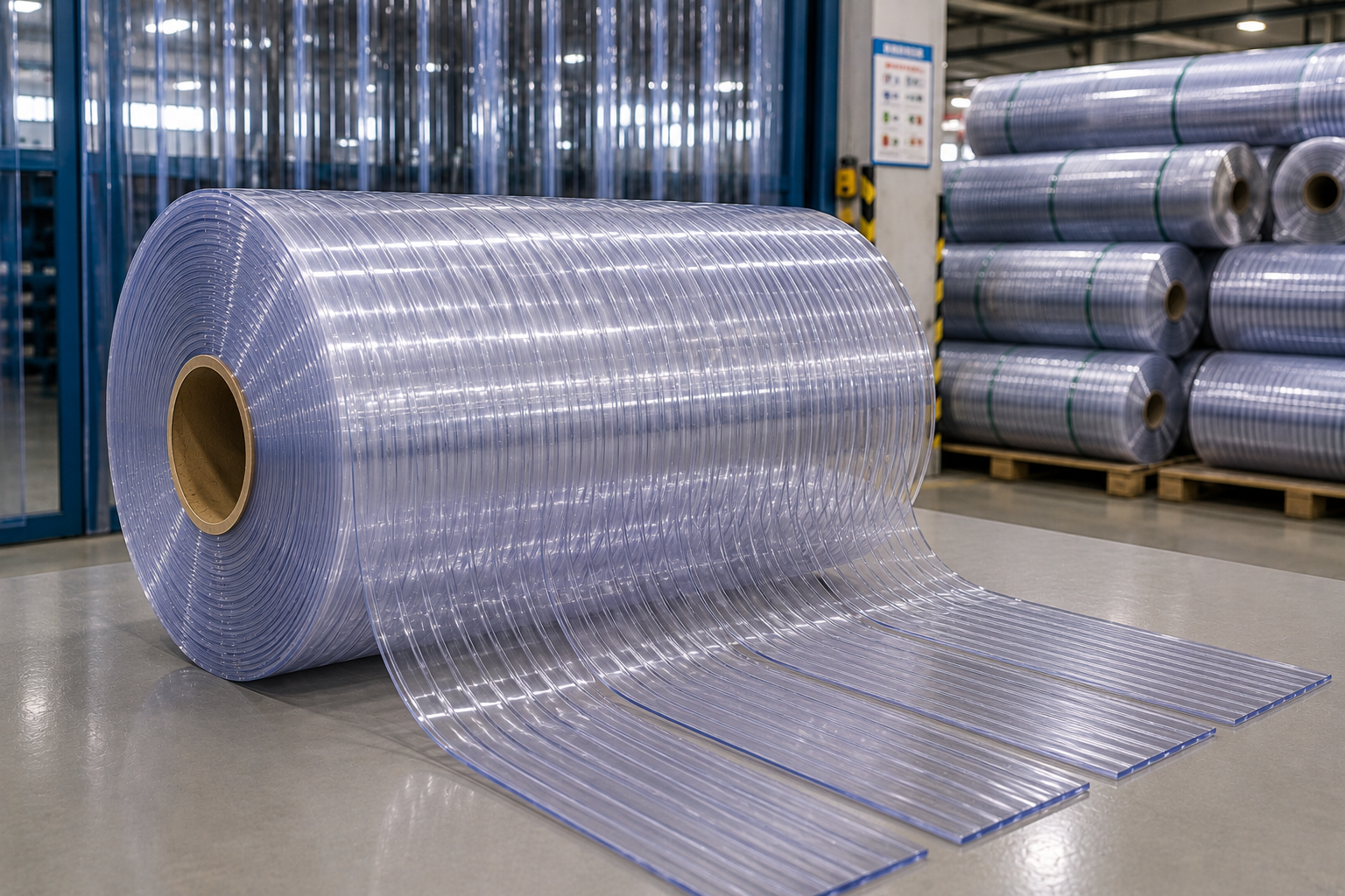 Ribbed PVC strip curtain